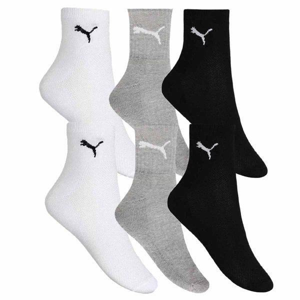 Kit 6 Pares de Meia Puma Esportiva Cano Médio Masculino - Mescla 39-43 / Branco e Preto
