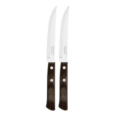 Kit 2 Facas de Churrasco Tramontina Polywood Inox Cabo Castanho