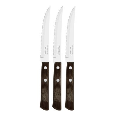 Kit 3 Facas de Churrasco Tramontina Polywood Inox Cabo Castanho