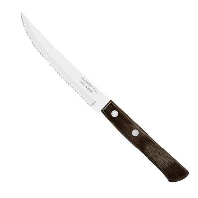 Kit 3 Facas de Churrasco Tramontina Polywood Inox Cabo Castanho