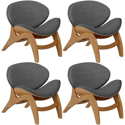 Kit 4 Poltronas Decorativa Orgânica Sala Living Kadosh L02 Linho Cinza Escuro - Lyam Decor