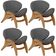 Kit 4 Poltronas Decorativa Orgânica Sala Living Kadosh L02 Linho Cinza Escuro - Lyam Decor