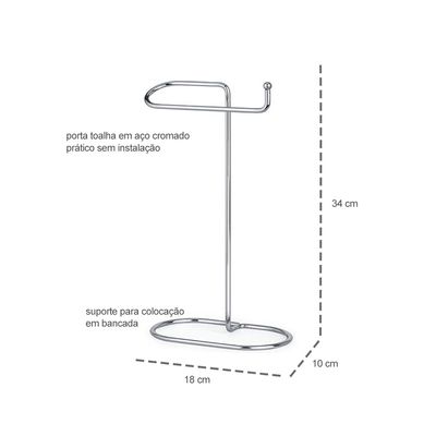 Porta Toalha Cromado Toalheiro de Mesa em Aço 1un
