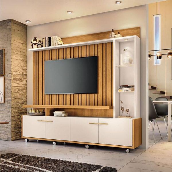 Estante Home Theater Ambiente Titan Cinamomo Off White - Hb Móveis