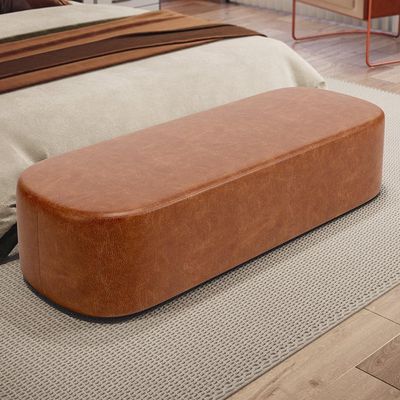 Puff Decorativo Orgânico para Living Quarto 195cm Doha W01 Couríssimo Camel - Lyam Decor
