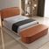 Cabeceira Cama Box King 195cm Lanna com Puff Recamier Doha W01 Couríssimo Camel - Lyam Decor