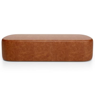 Kit 02 Puffs Decorativos Orgânico para Living Quarto 195cm Doha W01 Couríssimo Camel - Lyam Decor