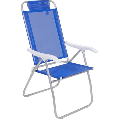 Cadeira de Praia Reclinável Prosa em Alumínio Azul Marinho Bel Único
