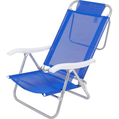 Cadeira de Praia Reclinável Sunny em Alumínio Azul Bel Único