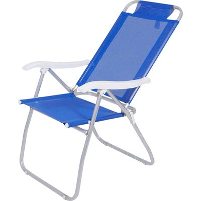 Cadeira de Praia Reclinável Prosa em Alumínio Azul Marinho Bel Único