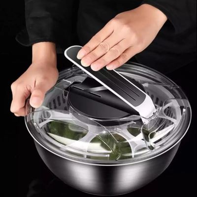 Centrifuga Seca Salada Escorredor Secador De Folhas E Verduras 28cm Mimo Style Com Bowl De Aço Inox 3,5 Litros