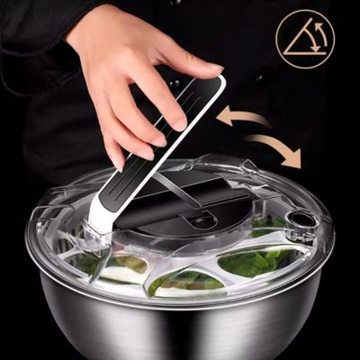 Centrifuga Seca Salada Escorredor Secador De Folhas E Verduras 28cm Mimo Style Com Bowl De Aço Inox 3,5 Litros