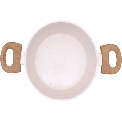 Panela Caçarola Aluminio Cerâmica Antiaderente 20cm Mimo Style Linha Marmol Fundo Triplo Indução 2,25 Litros Com Tampa De Vidro
