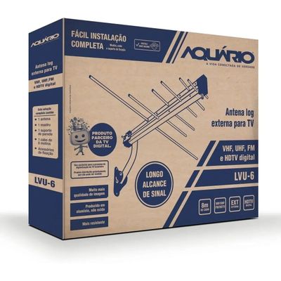 Antena Tv Externa Digital Aquário Vhf Uhf Fm Hdtv LVU6