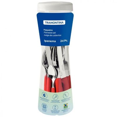 Faqueiro Tramontina Ipanema Com 24 Pecas Vermelho