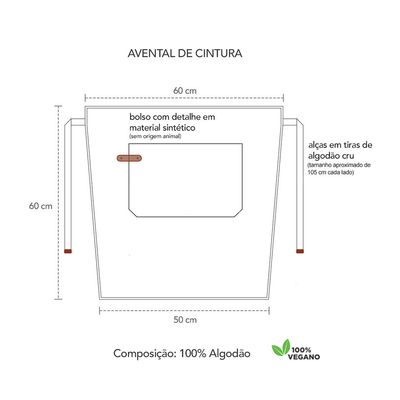 Avental de Cintura Verde Cha Cafeteria Bar SPA Vegano Salao