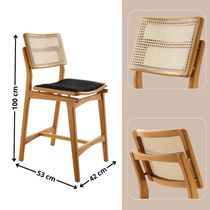 Conjunto Com 2 Banquetas Eva Premium Linho Preto Imbuia Natural