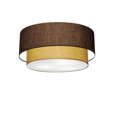 Plafon Duplo Cilíndrico Vivare Md-3062 Cúpula Em Tecido 45x40cm - Bivolt Preto-palha 127/220v