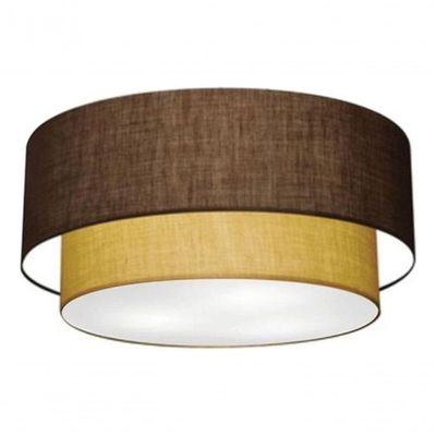 Plafon Duplo Cilíndrico Vivare Md-3062 Cúpula Em Tecido 45x40cm - Bivolt Preto-palha 127/220v