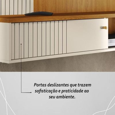 Bancada Suspensa Aurora Para 65 Polegadas Com Portas - Madetec Cinamomo Off White