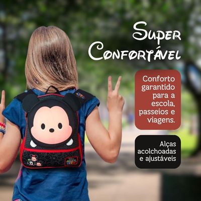Mochila Escolar Infantil Mickey Mouse Com Orelhinhas 3d - Prática E Confortável