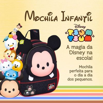 Mochila Escolar Infantil Mickey Mouse Com Orelhinhas 3d - Prática E Confortável