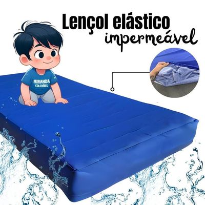 Capa Protetora Colchão Lençol Elástico Impermeável Hospitalar 88x188x20cm - Azul