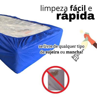 Capa Protetora Colchão Lençol Elástico Impermeável Hospitalar 88x188x20cm - Azul