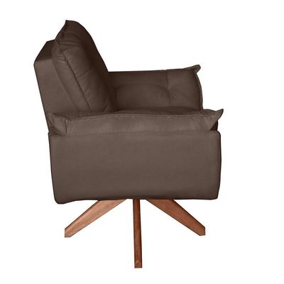 Poltrona Cadeira Glamour Opala Com Base Giratória 30cm Em Madeira marrom