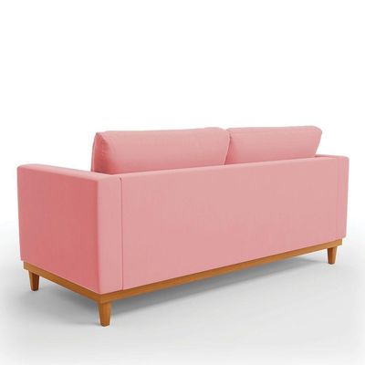 Sofá 03 Lugares Juliette Base Madeira Castanho Cor Rose
