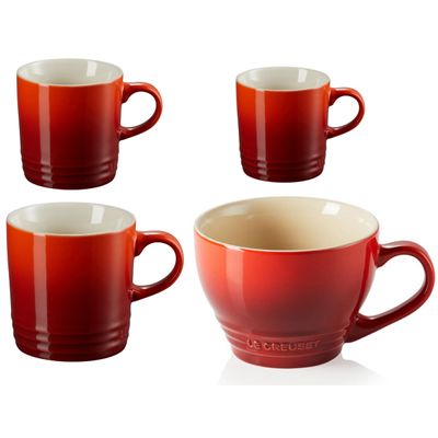 KIT 4 CANECAS EM CERÂMICA LE CREUSET 100  200  350  400 ML Azul Marseille