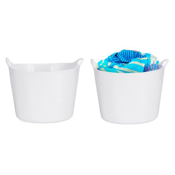 Balde Flexivel 2 Cestos Multiuso Branco Roupa Brinquedos 42L Balde Flexivel 2 Cestos Multiuso Branco Roupa Brinquedos 42L