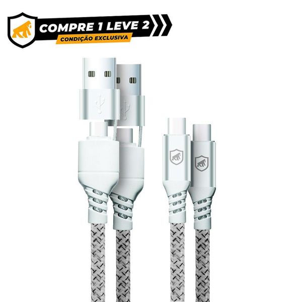 BLACK FRIDAY - Compre 1 Leve 2 - Cabo Thunder 65W 2 em 1 Tipo C / Tipo C / USB-A - 1M - Gshield