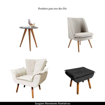 2 Pés Palito Madeira 30cm e 2 Chapinhas Aço Inclinada 15º Mel/Zincado G75 / G59 - Gran Belo