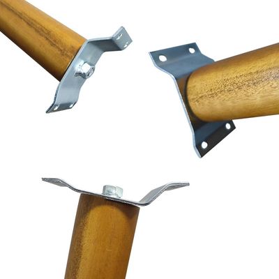 2 Pés Palito Madeira 30cm e 2 Chapinhas Aço Inclinada 15º Mel/Zincado G75 / G59 - Gran Belo