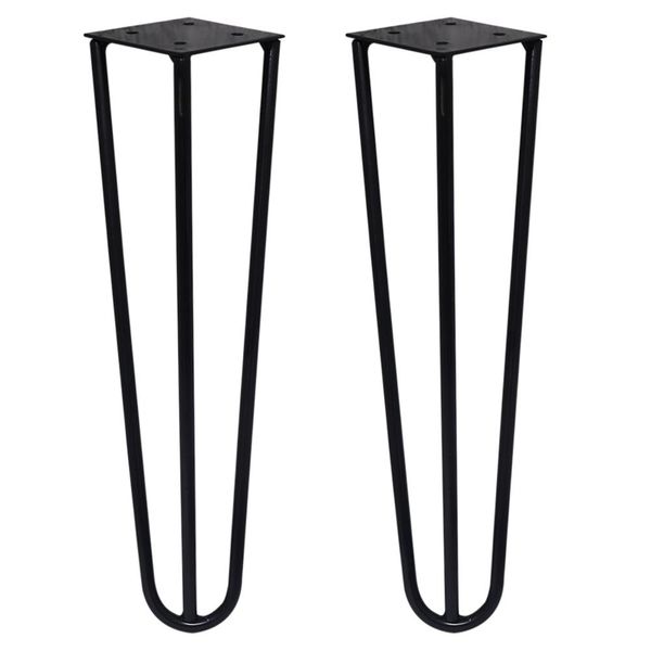 Kit 2 Pés de Metal 25 CM Hairpin Legs Mesas de Centro Puffs Preto G41