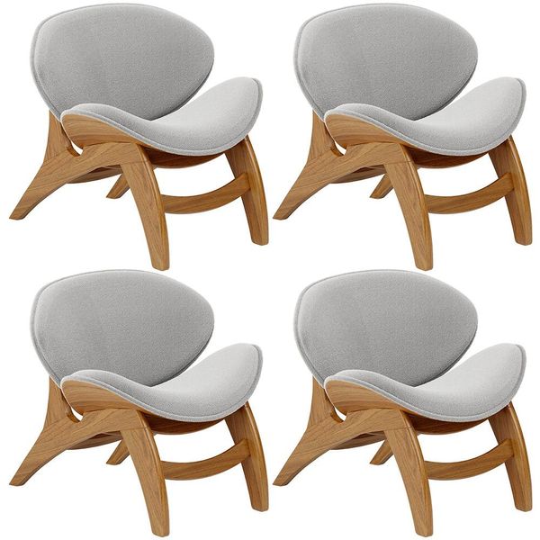 Kit 4 Poltronas Decorativa Orgânica Sala Living Kadosh L02 Bouclê Cinza - Lyam Decor