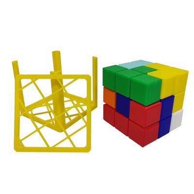 Cubo Encaixe Quebra Cabeça Puzzle Tetris Grande 8 cm com Base