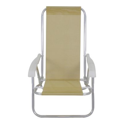 Cadeira Lazy Reclinável 4 Posições em Aluminio Bege Bel Único