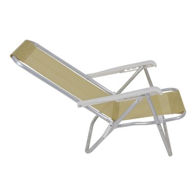 Cadeira Lazy Reclinável 4 Posições em Aluminio Bege Bel Único