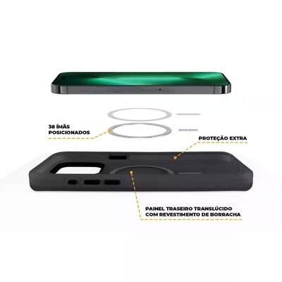 Kit Capa Magsafe Pro Preta e Pelicula Ultra Glass para iPhone 15 Pro - Gshield