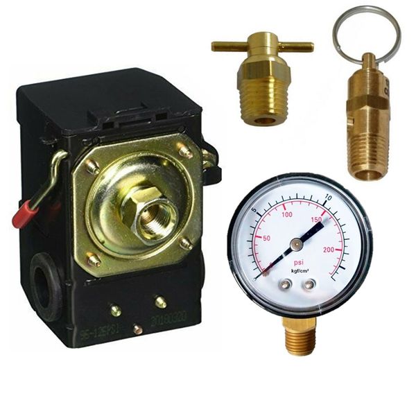 Kit Manômetro Segurança Dreno Pressostato 1 via BP Kit Manômetro Segurança Dreno Pressostato 1 via BP