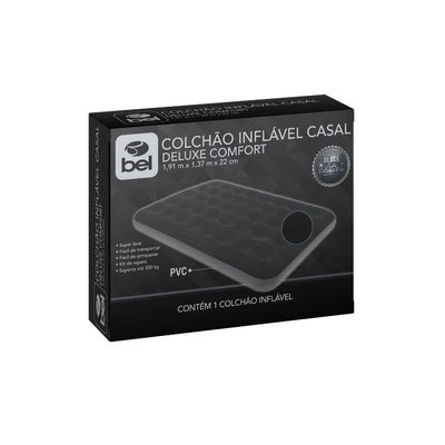 Colchão Inflável Casal Deluxe Comfort Preto Bel Único / Preto