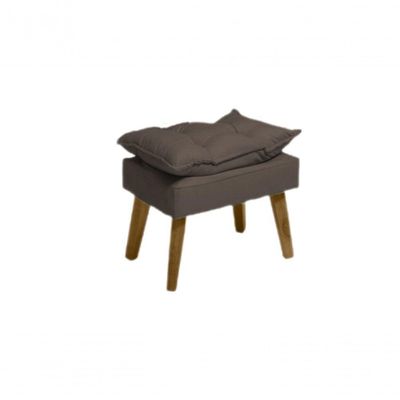 Kit 02 Poltrona/cadeira Decorativa E Puff Glamour Com Pés Quadrado Marrom