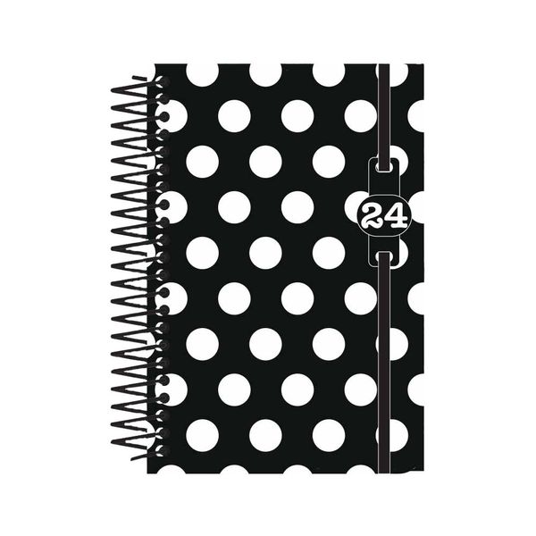 Agenda Clássica Confetti Poá Preta e Branca