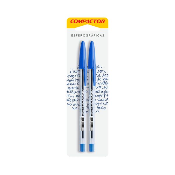Caneta Esferográfica Compactor Top 1.0mm Azul com 2 Unidades