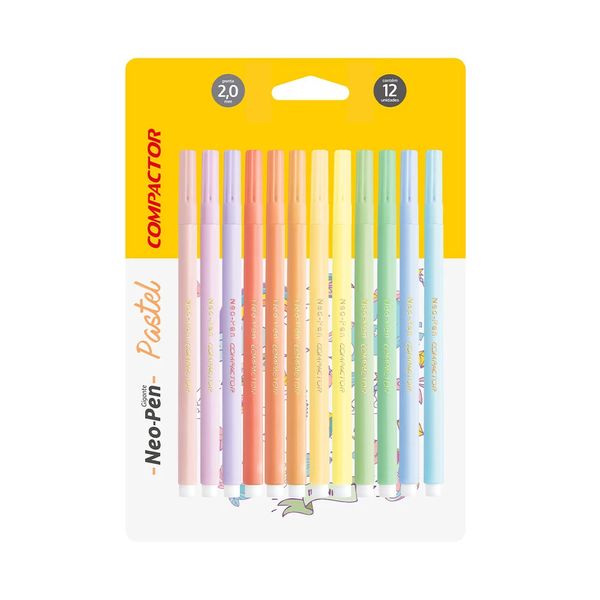 Hidrocor Compactor Neopen Tons Pastel 12 Cores 2.0mm Hidrocor Compactor Neopen Tons Pastel 12 Cores 2.0mm