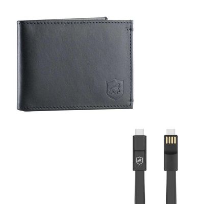 Kit Carteira de couro Ultra Slim + cabo Slim 3 em 1 de brinde - Gshield