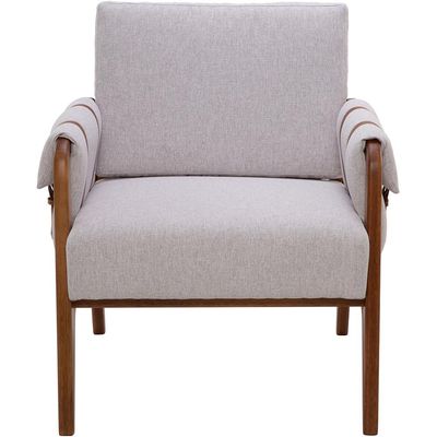 Poltrona Decorativa Para Sala de Estar Living Aymê L02 Linho Cinza - Lyam Decor