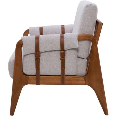 Poltrona Decorativa Para Sala de Estar Living Aymê L02 Linho Cinza - Lyam Decor